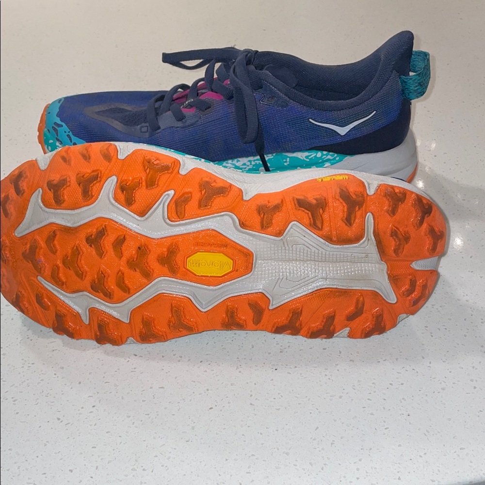 HOKA Speedgoat Blue and Orange Running Shoes - Picture 4 of 5